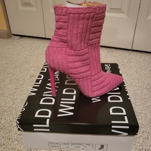 Pink heeled boots